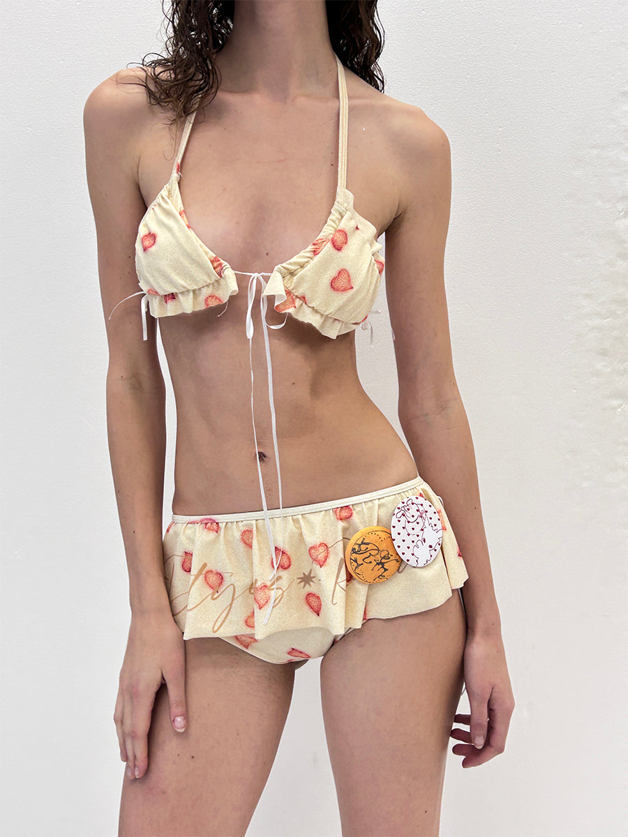 ♡₊˚Roe2me Dolly x Dotyears Heart Printed Ruffle-Detail Bikini - Roe2me Dolly