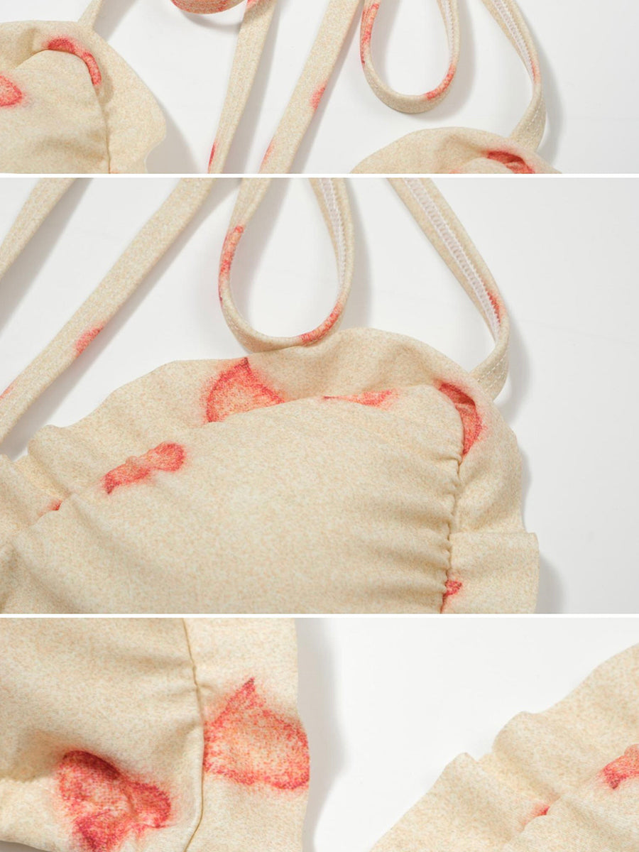 ♡₊˚Roe2me Dolly x Dotyears Heart Printed Ruffle-Detail Bikini - Roe2me Dolly