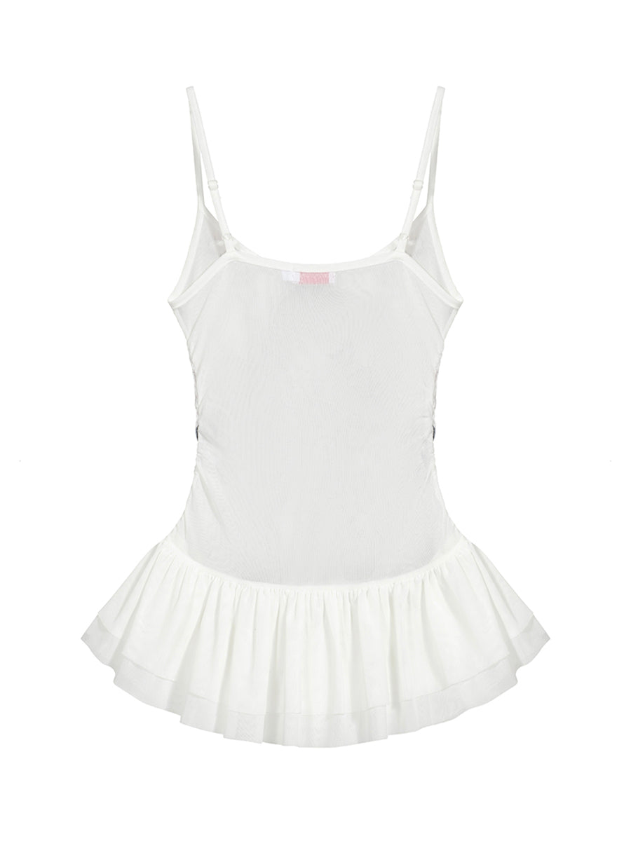 ♡₊˚Roe2me Dolly Printed Sleeveless Mesh Top - Roe2me Dolly