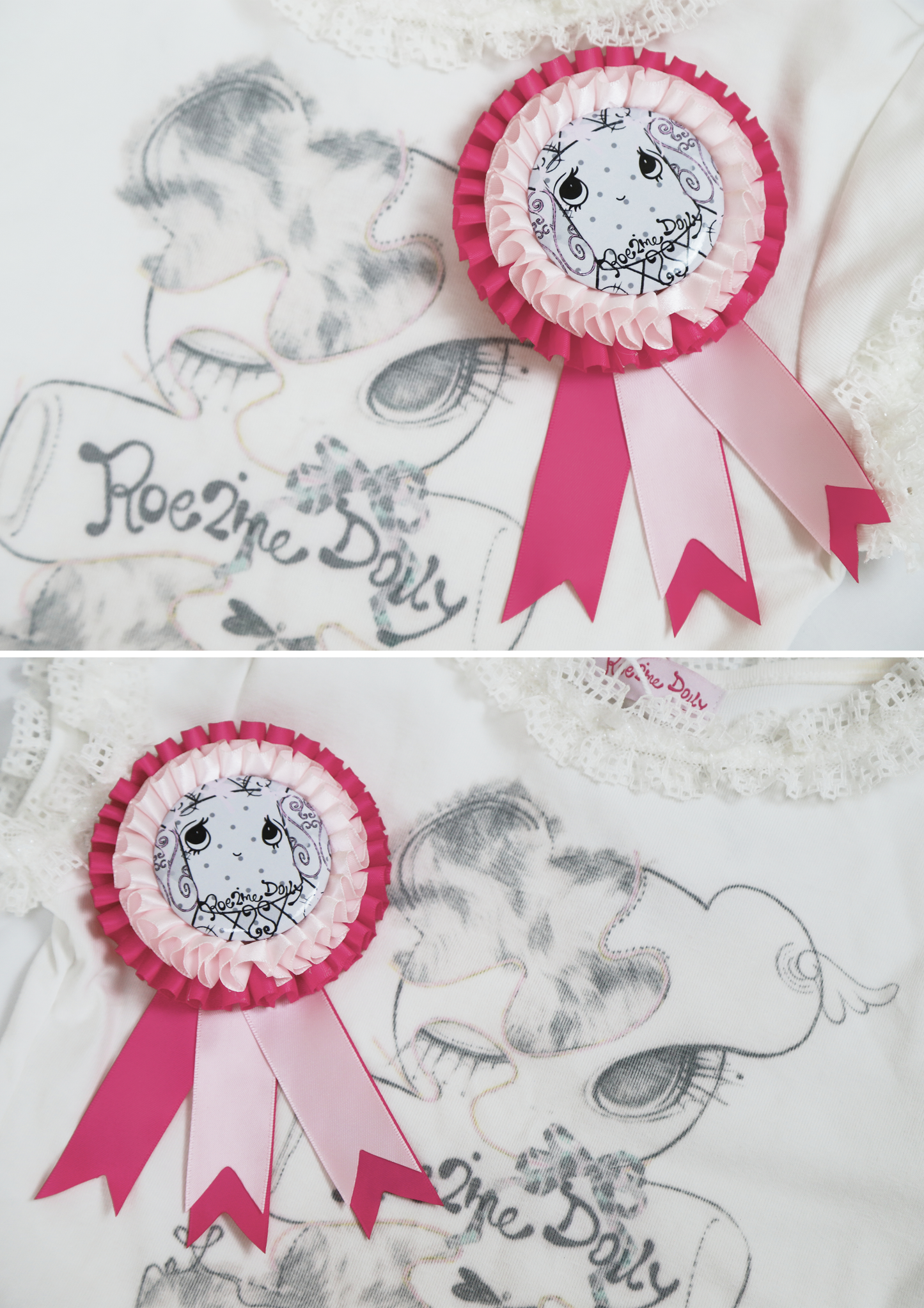 ♡₊˚Roe2me Dolly Rosy Ribbon Badge - Roe2me Dolly