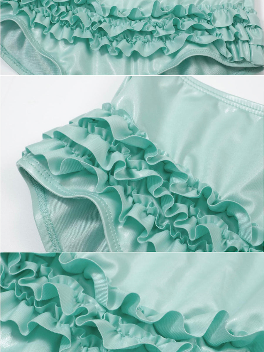 ♡₊˚Roe2me Dolly x Dotyears Ruffle-Detail Satin Bikini - Roe2me Dolly