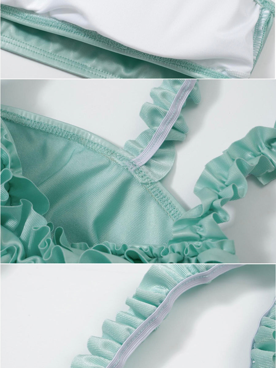 ♡₊˚Roe2me Dolly x Dotyears Ruffle-Detail Satin Bikini - Roe2me Dolly