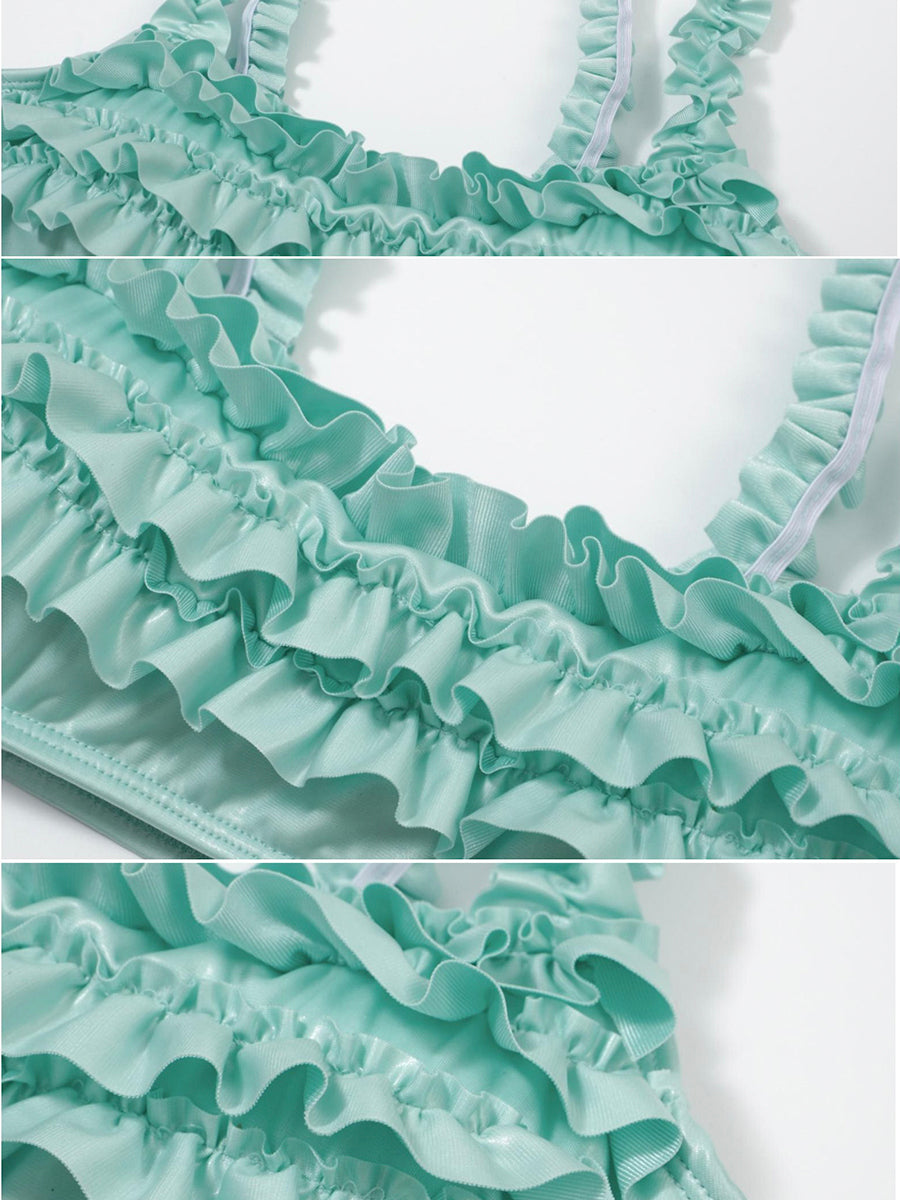 ♡₊˚Roe2me Dolly x Dotyears Ruffle-Detail Satin Bikini - Roe2me Dolly
