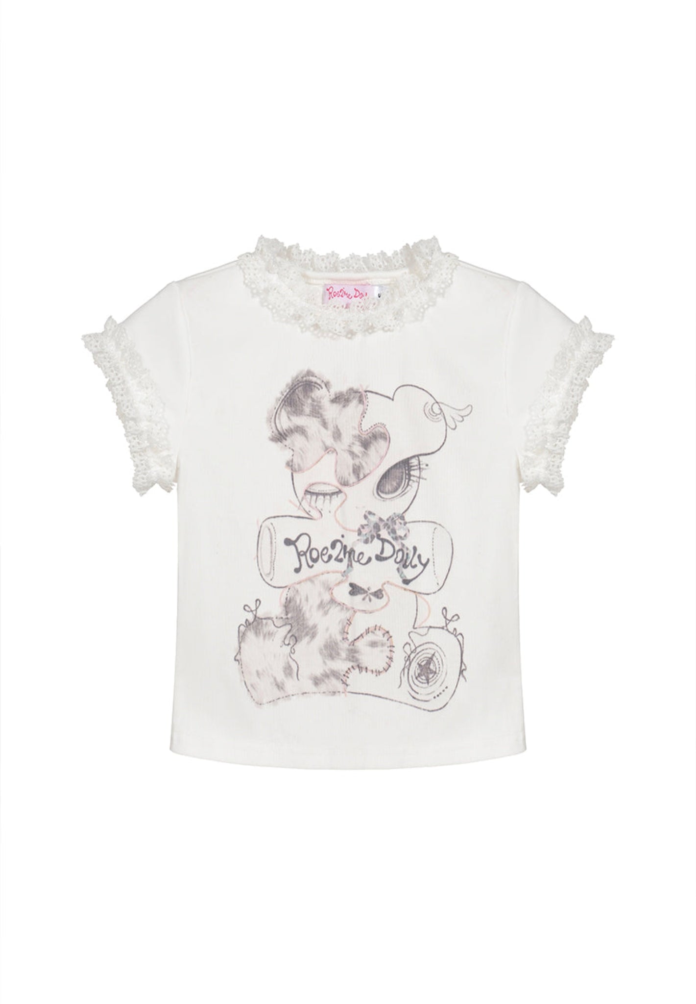 ♡₊˚Roe2me Dolly Cotton Top Shirt with Puzzle Bear - Roe2me Dolly