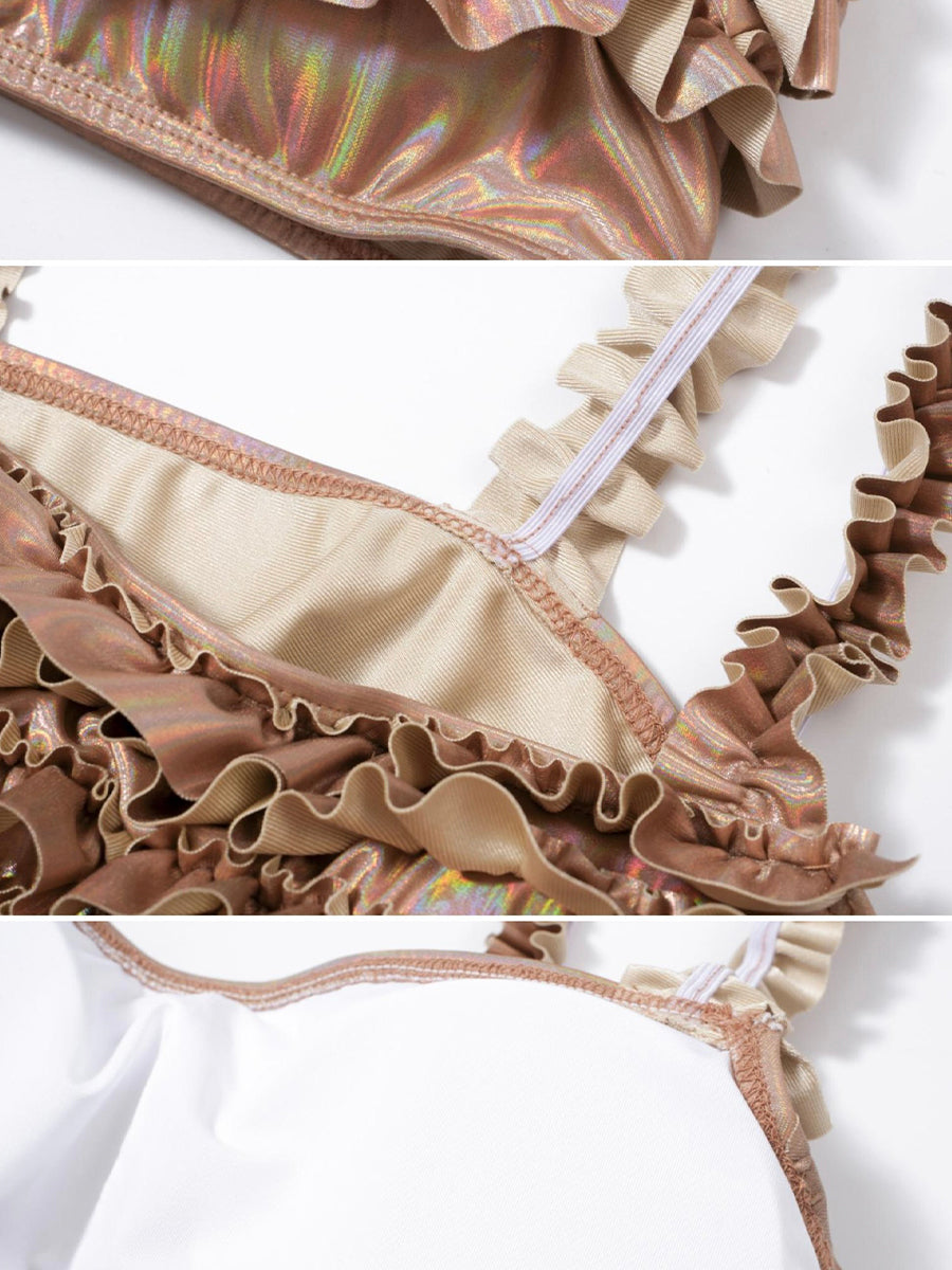 ♡₊˚Roe2me Dolly x Dotyears Ruffle-Detail Satin Bikini - Roe2me Dolly