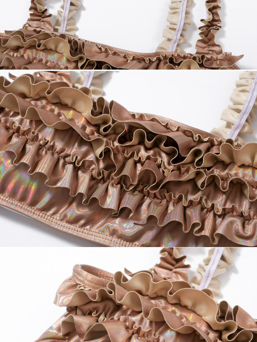 ♡₊˚Roe2me Dolly x Dotyears Ruffle-Detail Satin Bikini - Roe2me Dolly