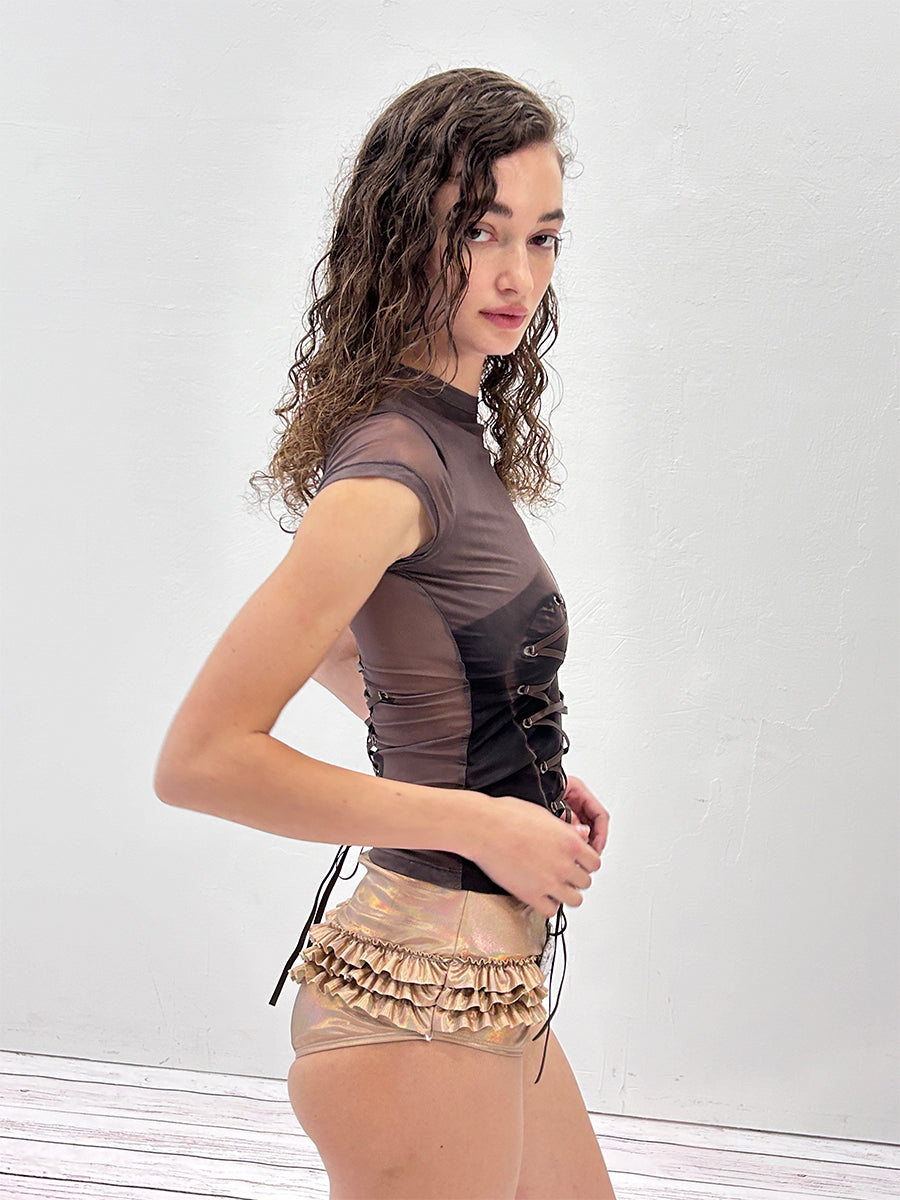 ♡₊˚Roe2me Dolly x Dotyears "Piercing Me" Printed Mesh Top - Roe2me Dolly