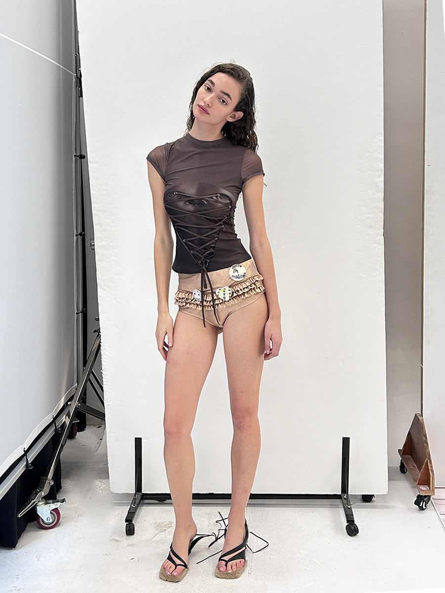 ♡₊˚Roe2me Dolly x Dotyears "Piercing Me" Printed Mesh Top - Roe2me Dolly