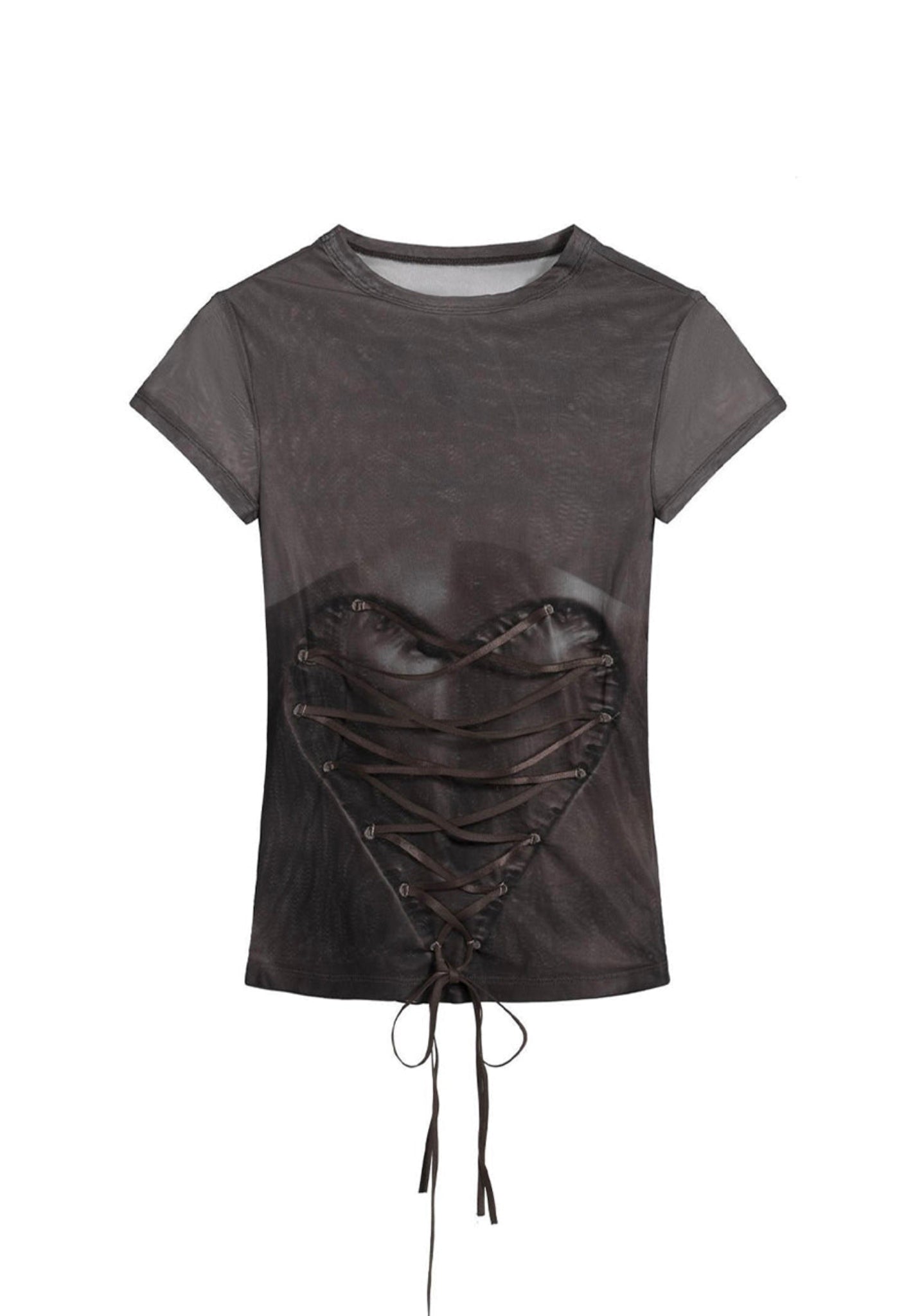 ♡₊˚Roe2me Dolly x Dotyears "Piercing Me" Printed Mesh Top - Roe2me Dolly
