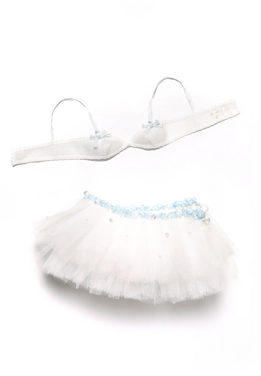 ʚɞ ⁺ "Mist Whisper" Ballerina White Tulle Dress set