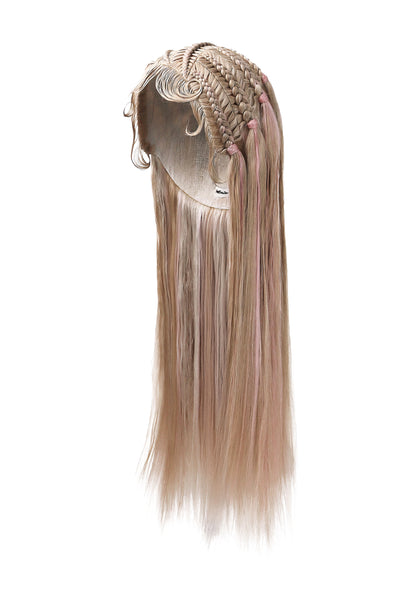 ʚɞ ⁺Brown-Pink Highlighted Braided Alpaca Wig with Baby Bangs