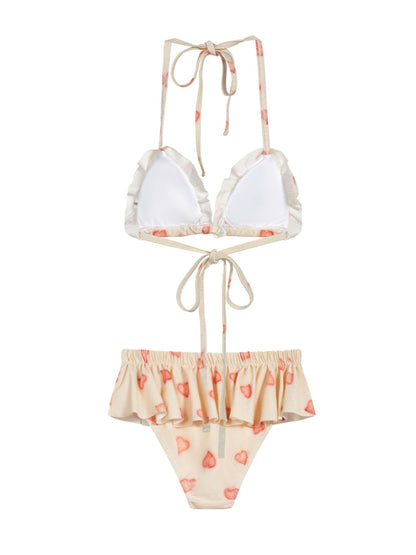 ♡₊˚Roe2me Dolly x Dotyears Heart Printed Ruffle-Detail Bikini - Roe2me Dolly