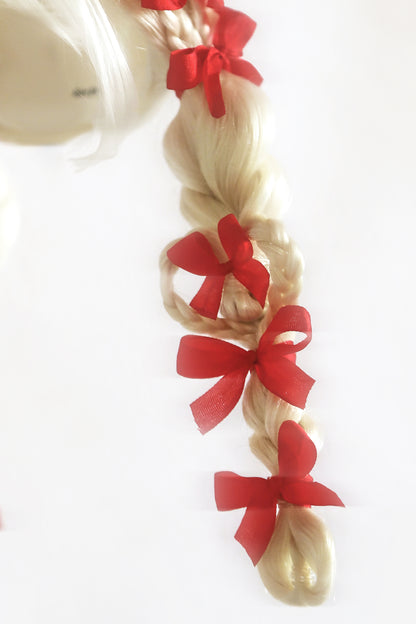 ʚɞ ⁺Heart Shaped Double Ponytails Ribbon Detailed in Mohair - Roe2me Dolly