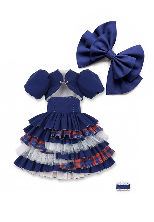 ʚɞ ⁺ Sugar Uniform Pluffy Plaid Dress Set