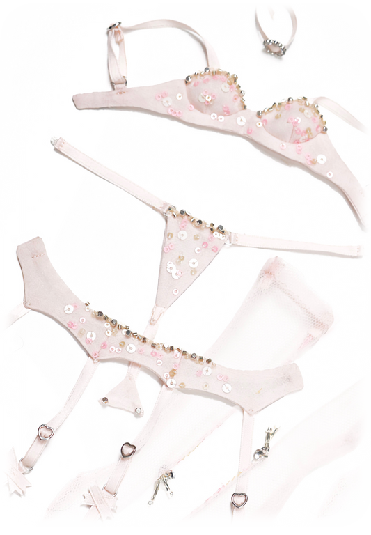 ʚɞ ⁺ "Lumi Candyfloss 01" 100% Handmade lingerie set