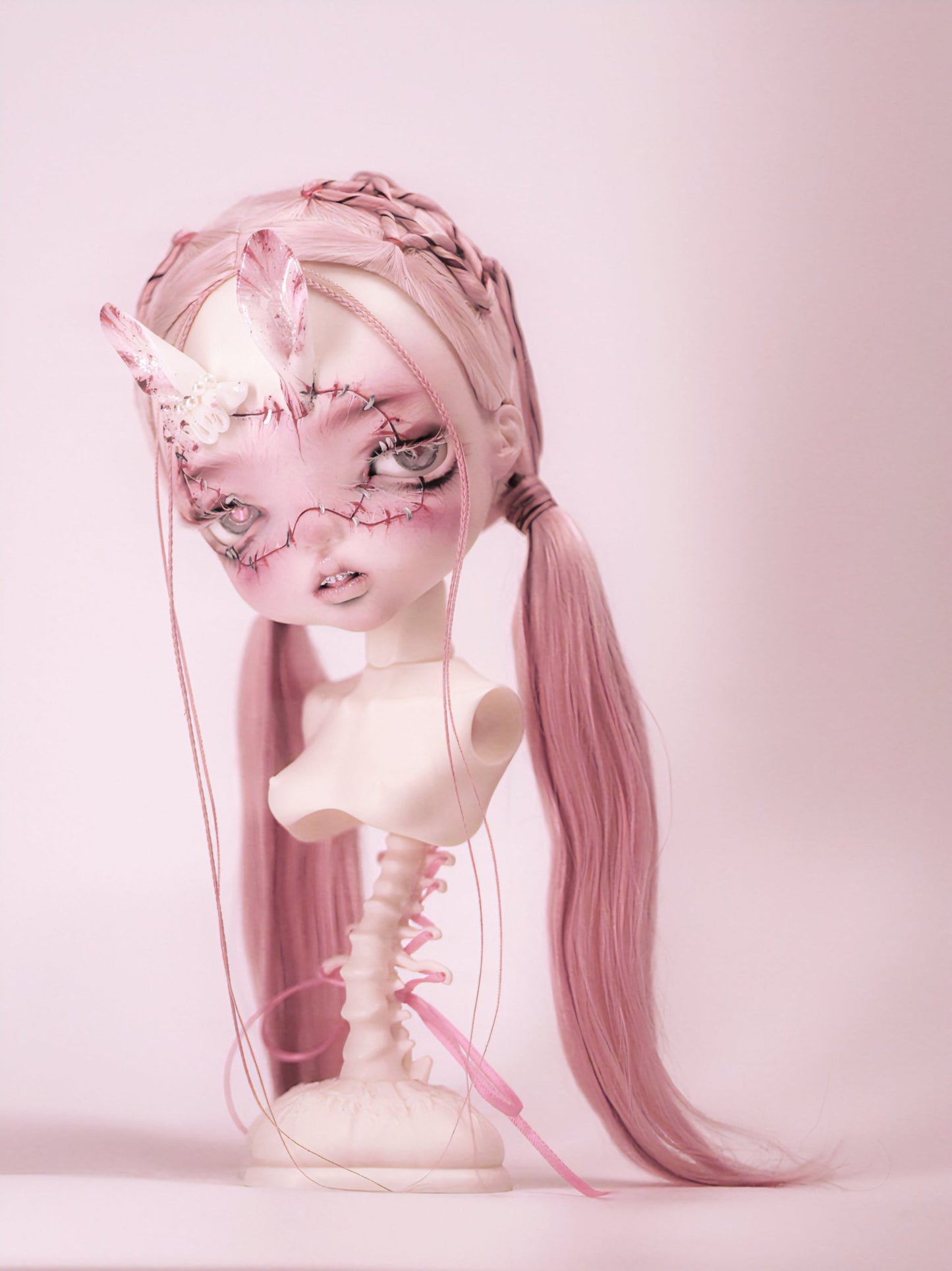 ʚɞ ⁺Alpaca hair ombre red double ponytails with star wig - Roe2me Dolly