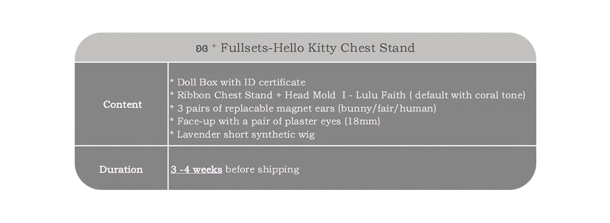 ʚɞ ⁺ Fullsets - Hello Kitty Chest Stand - Roe2me Dolly