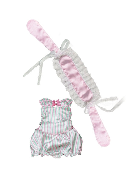 ʚɞ ⁺ "Key2urHeart" Striped Puffball Dress & Bunny Lace Headband - Roe2me Dolly